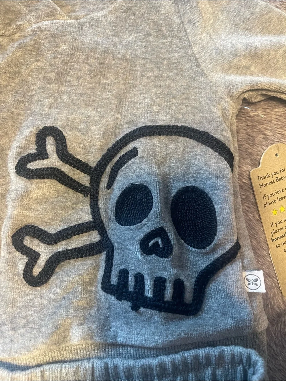 The Honest Company Grey Skull Hoodie & Joggers Set